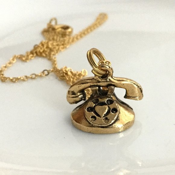 Miniature Rotary Telephone Dial Phone Charm Gift Necklace - Picture 1 of 6
